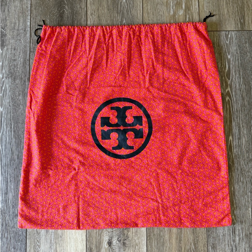 🩷 Tory Burch 🧡 Hot Pink and Orange Dust Ruffle Logo Bag